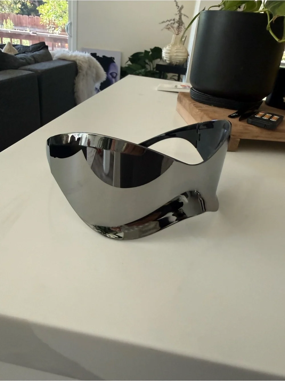 Futuristic Chrome Shield Visor Sunglasses | Festival Y2K Silver Mirror